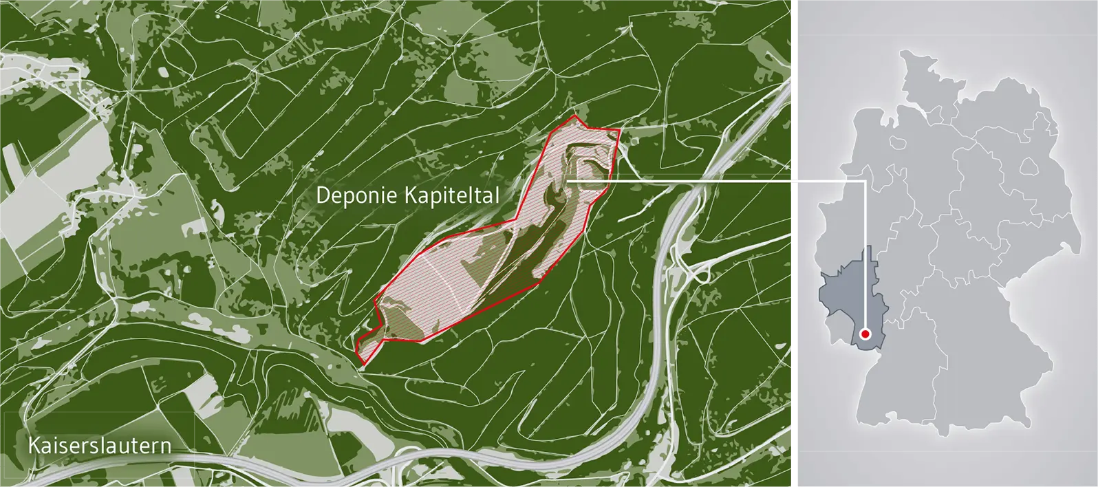 Geographische Lage der Deponie bei Kaiserslautern Deponieprojekt Kapiteltal: geographische Lage